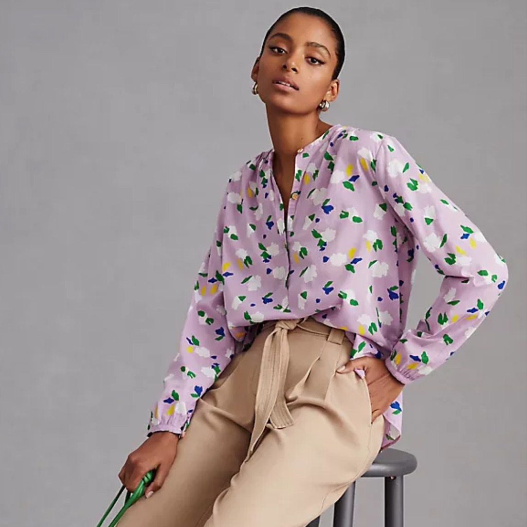 Anthropologie Clare V St. Martin Floral Blouse Popover Euc
